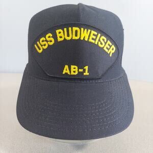 Eagle Crest Snap Back Hat USS Budweiser AB-1 Blue Cap Made In USA